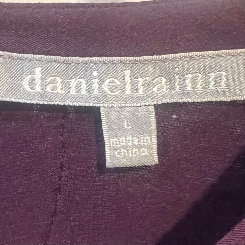 Daniel Rainn Quinn Keyhole Crochet Blouse Deep Purple with Lace Detail - Picture 3 of 7